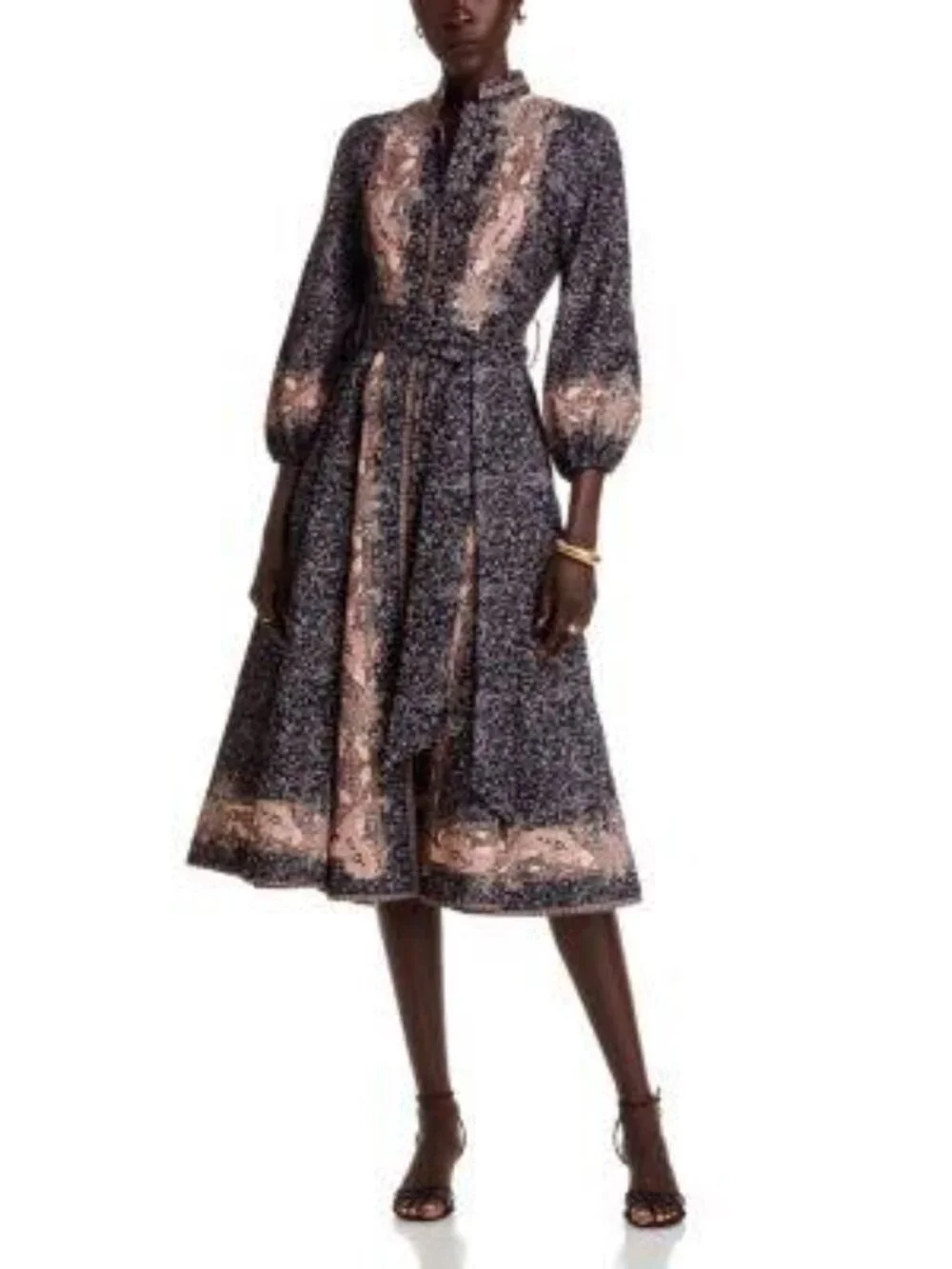 NWOT Nancy Yang Mandarin Collar Midi Dress - Black - Picture 5 of 5